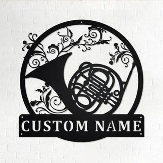Custom French Horn Musical instrument Metal Wall Art, Personalized French Horn Teacher Name Sign Decoration For Room, French Horn Home Decor - Thegiftio UK