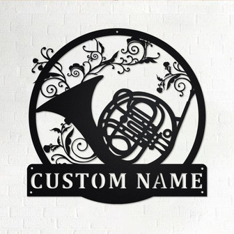 Custom French Horn Musical instrument Metal Wall Art, Personalized French Horn Teacher Name Sign Decoration For Room, French Horn Home Decor - Thegiftio