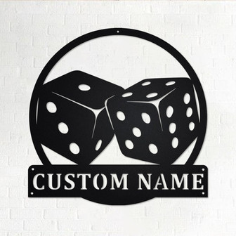 Custom Game Dice Metal Wall Art, Personalized Game Dice Name Sign Decoration For Room, Game Dice Metal Home Decor, Custom Game Dice - Thegiftio UK