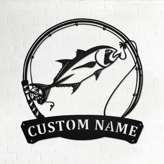 Custom Giant Trevally Fish Metal Wall Art, Personalized Giant Trevally Name Sign Decoration For Room, Fishing Metal Home Decor, Custom Fish - Thegiftio UK