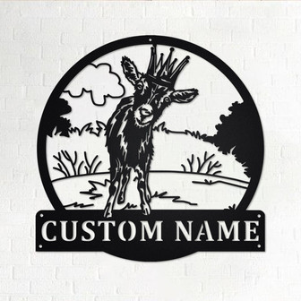 Custom Goat With Crown Metal Wall Art, Personalized Goat Name Sign Decoration For Room, Goat Home Decor, Custom Goat, Goat With Crown - Thegiftio UK