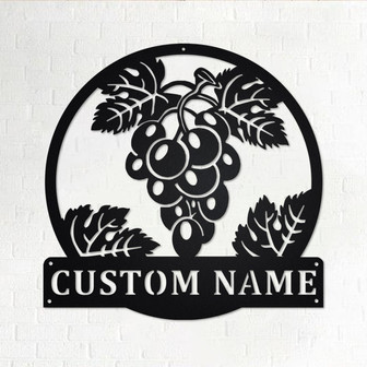 Custom Grape Metal Wall Art, Personalized Grape Fram Name Sign Decoration For Room, Grape Home Decor, Custom Grape, Grape Lover Gift, Grape - Thegiftio UK