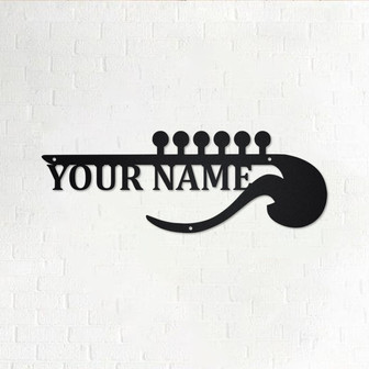 Custom Guitar Musical instrument Metal Wall Art, Personalized Guitar Teacher Name Sign Decoration For Room, Guitar Home Decor, Custom Guitar - Thegiftio