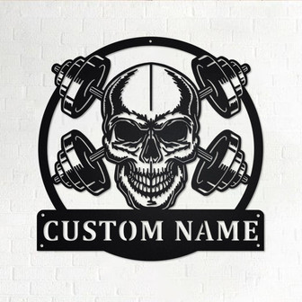 Custom Gym Skull Metal Wall Art,Personalized Gymer Name Sign Decoration For Room, Gym Metal Home Decor, Custom Gym Skull, Gym Skull Lover - Thegiftio UK
