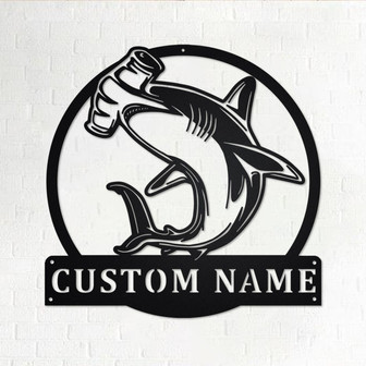 Custom Hammerhead Shark Metal Wall Art, Personalized Shark Name Sign Decoration For Room, Shark Metal Home Decor, Custom Hammerhead Shark - Thegiftio