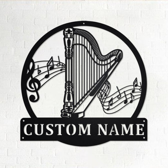 Custom Harp Musical Metal Wall Art, Personalized Harp Musical Name Sign Decoration For Room, Harp Musical Home Decor, Custom Harp Musical - Thegiftio