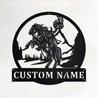 Custom Headless Horseman Metal Wall Art, Personalized Horseman Name Sign Decoration For Room, Horseman Home Decor, Custom Horseman - Thegiftio UK
