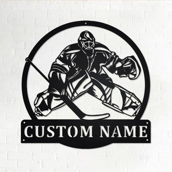 Custom Hockey Goalie Metal Wall Art, Personalized Hockey Goalie Name Sign Decoration For Room, Hockey Goalie Home Decor,Custom Hockey Goalie - Thegiftio UK
