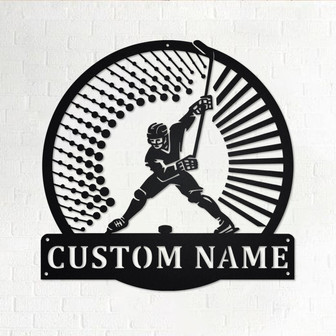 Custom Hockey Metal Wall Art, Personalized Hockey Player Name Sign Decoration For Room, Hockey Home Decor,Custom Hockey, Hockey Metal Decor - Thegiftio UK