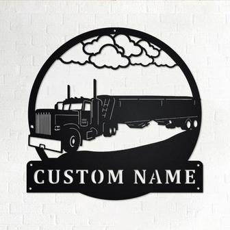 Custom Hopper Trailer Truck Metal Wall Art, Personalized Truck Driver Name Sign Decoration For Room, Hopper Trailer Truck Home Decor - Thegiftio UK