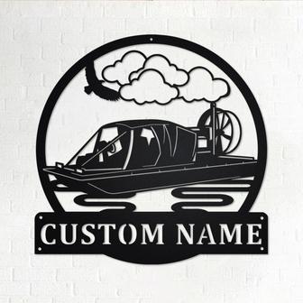 Custom Hovercraft Speed Boat Metal Wall Art, Personalized Hovercraft Speed Boat Name Sign Decoration For Room, Speed Boat Metal Home Decor - Thegiftio UK
