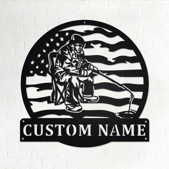 Custom Ice Fishing Metal Wall Art, Personalized Ice Fishing Name Sign Decoration For Room, Ice Fishing Home Decor, Custom Ice Fishing - Thegiftio UK
