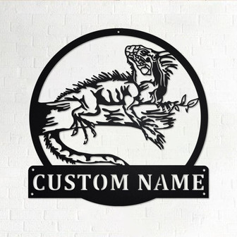 Custom Iguana Lizard Metal Wall Art, Personalized Iguana Lizard Name Sign Decoration For Room, Iguana Lizard Metal Home Decor, Custom Lizard - Thegiftio UK