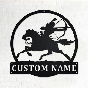 Custom Indian Riding A Horse Metal Wall Art, Personalized Indian Riding Name Sign Decoration For Room, Indian Riding Home Decor - Thegiftio