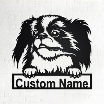 Custom Japanese Chin Dog Metal Wall Art, Personalized Japanese Chin Name Sign Decoration For Room, Japanese Chin Home Decor, Custom Dog - Thegiftio
