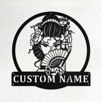 Custom Japanese Geisha Metal Wall Art, Personalized Geisha Name Sign Decoration For Room, Geisha Home Decor, Custom Geisha, Japanese Geisha - Thegiftio