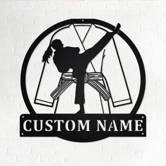 Custom Karate Girl Metal Wall Art,Personalized Karate Name Sign Decoration For Room, Karate Metal Home Decor, Custom Karate , Karate Girl - Thegiftio UK