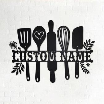 Custom Kitchen Split Frame Metal Wall Art, Personalized Kitchen Name Sign Decoration For Room, Kitchen Metal Home Decor, Custom Kitchen - Thegiftio UK