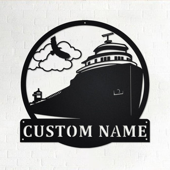 Custom Lake Freighter Ship Metal Wall Art, Personalized Freighter Ship Name Sign Decoration For Room, Lake Freighter Ship Metal Home Decor - Thegiftio UK