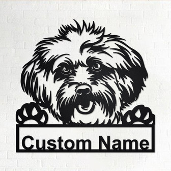 Custom Lhasa Apso Dog Metal Wall Art, Personalized Lhasa Apso Name Sign Decoration For Room, Lhasa Apso Home Decor, Custom Dog, Lhasa Apso - Thegiftio UK