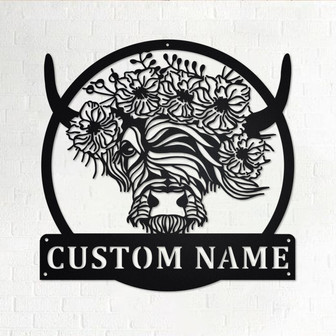 Custom Longhorn Cow Metal Wall Art,Personalized Longhorn Cow Name Sign Decoration For Room,Longhorn Cow Metal Home Decor,Custom Longhorn Cow - Thegiftio UK