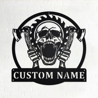 Custom Lumberjack Skull Metal Wall Art,Personalized Lumberjack Name Sign Decoration For Room, Lumberjack Metal Home Decor, Custom Lumberjack - Thegiftio UK