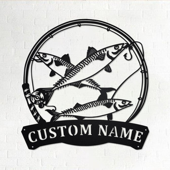 Custom Mackerel Fishing Metal Wall Art, Personalized Mackerel Fish Name Sign Decoration For Room, Mackerel Fish Metal Home Decor,Custom Fish - Thegiftio UK