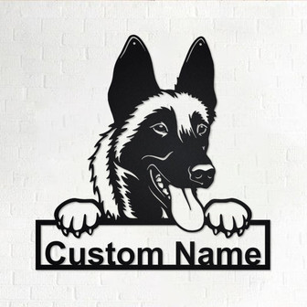Custom Malinois Dog Metal Wall Art, Personalized Malinois Name Sign Decoration For Room, Malinois Home Decor, Custom Malinois Dog, Dog Lover - Thegiftio UK