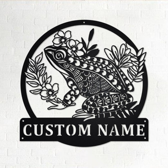 Custom Mandala Frog Metal Wall Art, Personalized Frog Name Sign Decoration For Room, Frog Metal Home Decor, Custom Frog, Frog Metal Decor - Thegiftio UK