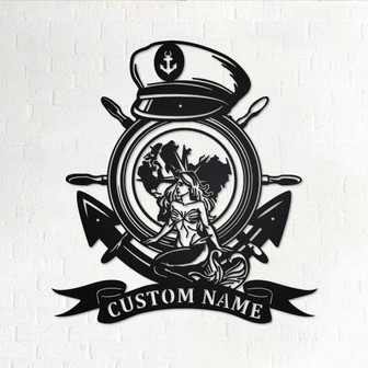 Custom Mermaid Sailor Anchor Compass Metal Wall Art, Personalized Sailor Name Sign Decoration For Room, Sailor Home Decor, Custom Sailor - Thegiftio UK