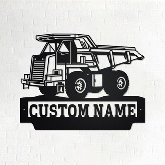 Custom Mining Truck Metal Wall Art, Personalized Mining Truck Name Sign Decoration For Room, Mining Metal Home Decor, Custom Mining Truck - Thegiftio
