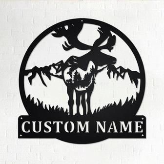 Custom Moose Metal Wall Art, Personalized Moose Hunter Name Sign Decoration For Room, Moose Metal Home Decor, Custom Moose - Thegiftio UK