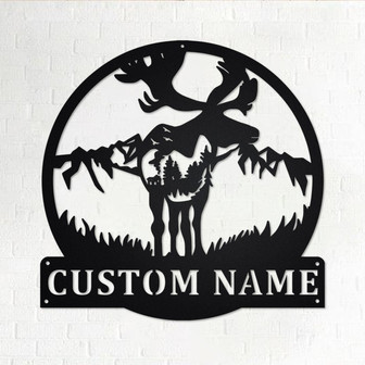 Custom Moose Metal Wall Art, Personalized Moose Hunter Name Sign Decoration For Room, Moose Metal Home Decor, Custom Moose - Thegiftio