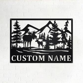 Custom Moose Wildlife Metal Wall Art, Personalized Moose Name Sign Decoration For Room, Moose Home Decor, Custom Moose, Moose Metal Decor - Thegiftio UK