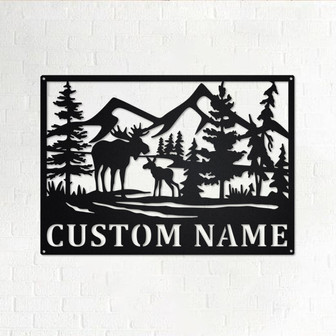 Custom Moose Wildlife Metal Wall Art, Personalized Moose Name Sign Decoration For Room, Moose Home Decor, Custom Moose, Moose Metal Decor - Thegiftio