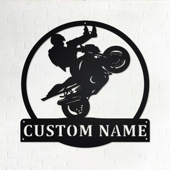 Custom Motocross Motorcycle Metal Wall Art, Personalized Biker Name Sign Decoration For Room, Motorcycle Metal Home Decor, Custom Motocross - Thegiftio UK