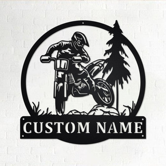 Custom Motocross Rider Metal Wall Art, Personalized Biker Name Sign Decoration For Room, Motorcycle Metal Home Decor, Custom Motocross Rider - Thegiftio UK
