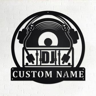 Custom Music Turntable Record Metal Wall Art, Personalized Disc Jockey Name Sign Decoration For Room, DJ Home Decor, Custom Disc Jockey - Thegiftio