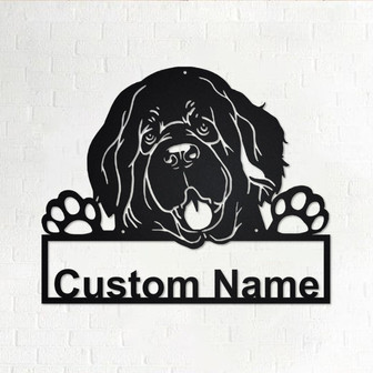 Custom Newfoundland Dog Metal Wall Art, Personalized Newfoundland Name Sign Decoration For Room, Newfoundland Home Decor, Custom Dog - Thegiftio UK
