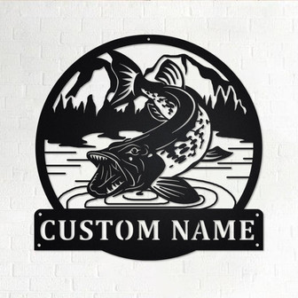 Custom Northern Pike Fish Metal Wall Art, Personalized Northern Pike Name Sign Decoration For Room, Northern Pike Home Decor, Custom Fish - Thegiftio UK
