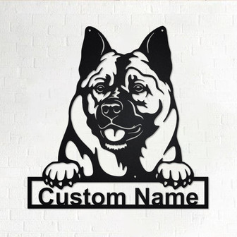 Custom Norwegian Elkhound Dog Metal Wall Art, Personalized Norwegian Elkhound Name Sign Decoration For Room, Norwegian Elkhound Home Decor - Thegiftio UK