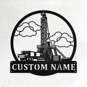 Custom Oil Drilling Truck Metal Wall Art, Personalized Oil Drilling Truck Name Sign Decoration For Room, Oil Drilling Truck Metal Home Decor - Thegiftio UK