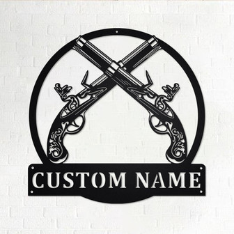 Custom Old Flintlock Pistol Metal Wall Art, Personalized Old Flintlock Pistol Name Sign Decoration For Room, Old Flintlock Pistol Home Decor - Thegiftio UK