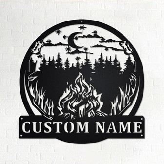 Custom Outdoor Campfire Metal Wall Art, Personalized Campfire Name Sign Decoration For Room, Campfire Home Decor, Custom Campfire, Camping - Thegiftio UK