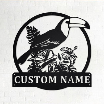 Custom Parrot Floral Metal Wall Art, Personalized Parrot Bird Name Sign Decoration For Room, Parrot Home Decor, Custom Parrot, Parrot Decor - Thegiftio UK