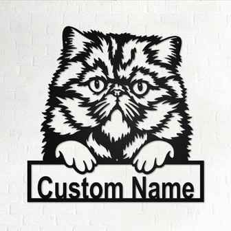 Custom Persian Cat Metal Wall Art, Personalized Persian Cat Name Sign Decoration For Room, Persian Cat Home Decor, Custom Persian Cat - Thegiftio UK