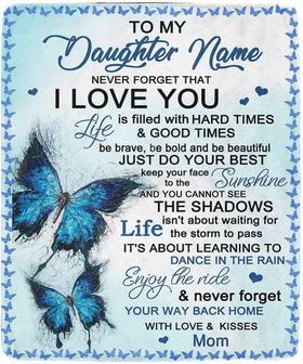 Custom Personalized Daughter Name Fleece Blanket Blue Butterfly Ultra-soft Micro Fleece Blanket Personalized Gift Blanket From Dad Or Mom - Thegiftio UK