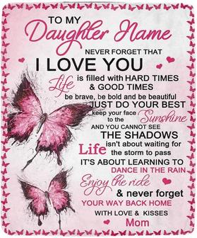 Custom Personalized Daughter Name Fleece Blanket Pink Butterfly Ultra-soft Micro Fleece Blanket Personalized Gift Blanket From Dad Or Mom - Thegiftio UK