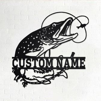 Custom Pike Fish Metal Wall Art, Personalized Pike Fish Name Sign Decoration For Room, Pike Fish Home Decor, Custom Pike Fishing, Pike Fish - Thegiftio UK