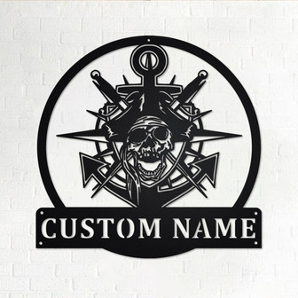 Custom Pirate Skull Metal Wall Art, Personalized Pirate Name Sign Decoration For Room, Pirate Home Decor, Custom Pirate, Pirate Skull - Thegiftio UK